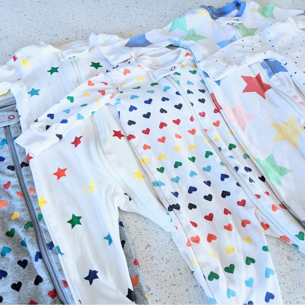 0-3 month Primary footie bundle